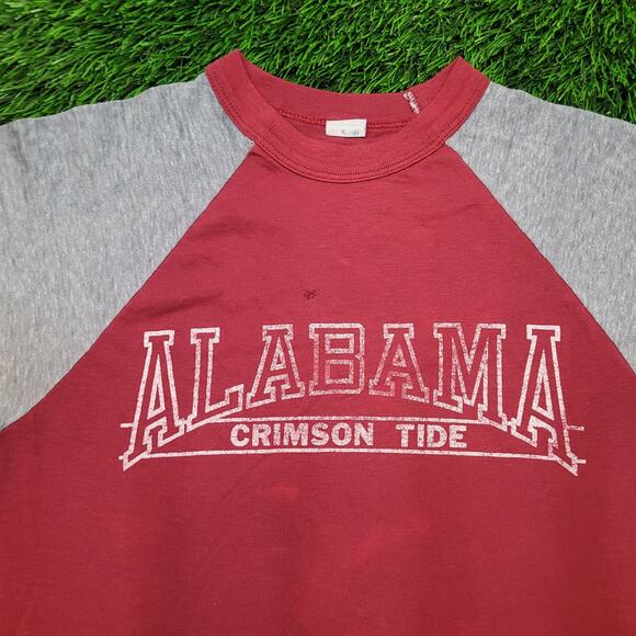 VTG 80s Alabama Crimson Tide T-Shirt Mens XS Womens S Raglan - Picture 2 of 12